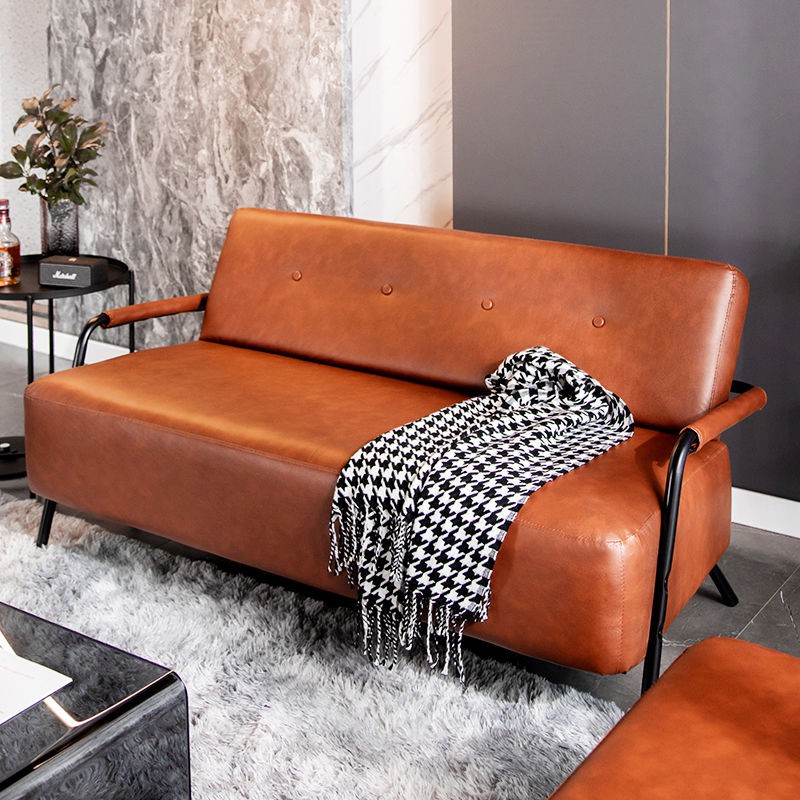 Sofa căn hộ nhỏ Scandinavian đơn giản hiện đại màu đỏ ròng Nhật Bản- phong cách cho thuê phòng khách bằng da nghệ