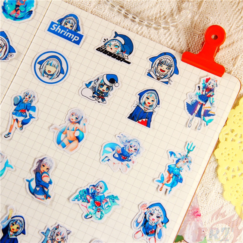 ★★★ Sticker Dán Trang Trí Nhật Ký Hololive Vtuber Gawr Gura Q-2 Chất Lượng Cao ★★★ Set 48 Miếng Dán Trang Trí Album Thời Trang DIY