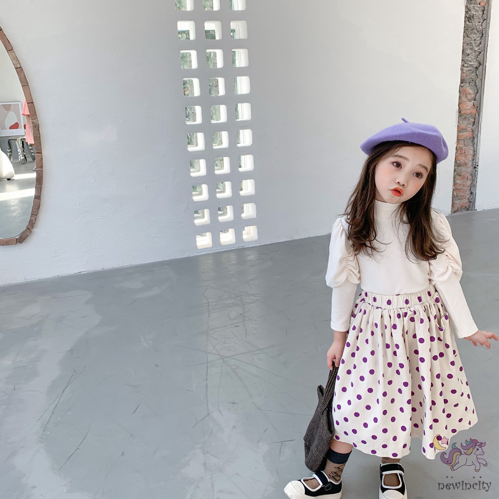 Áo sơ mi cổ cao tay phồng màu sắc trơn phong cách Hàn Quốc cho bé gái chất lượng cao