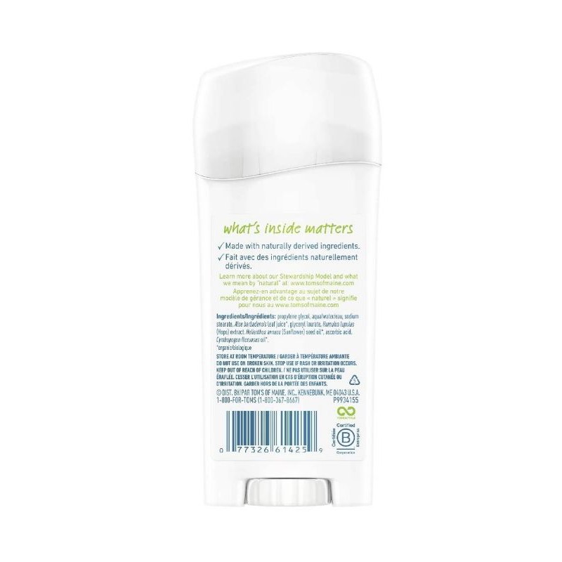 Lăn sáp không mùi unisex Tom's of Maine Long-Lasting Aluminum-Free Natural Deodorant 64g (Mỹ)