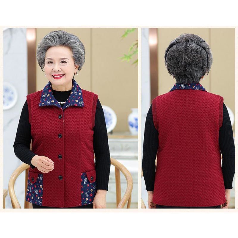 Áo vest dành cho người trung niên và người già, cùng trang phục cashmere của bà trong mùa thu đông