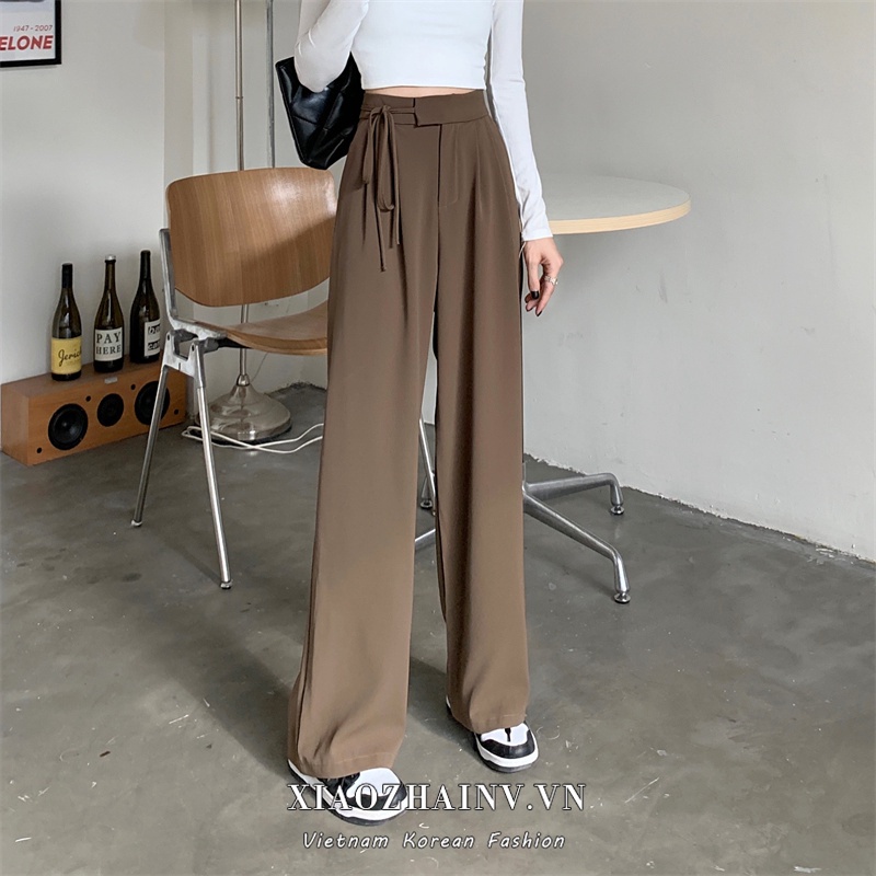 Quần Dài Lưng Cao Nữ Màu Đen Nâu Be Ống Rộng Phong Cách Hàn Quốc Thời Trang Chất Vải Loại 1 Đủ Size