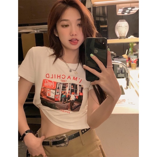 Áo thun croptop Child, áo kiểu nữ tay ngắn ôm body