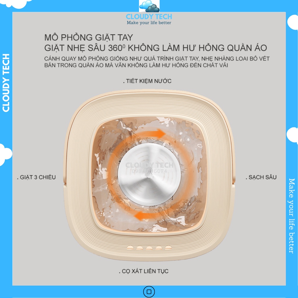 Máy giặt mini tự động có thể gấp gọn, giặt vớ tất đồ lót chuyên dụng, OIDIRE công nghệ Đức, dung tích 4.5L