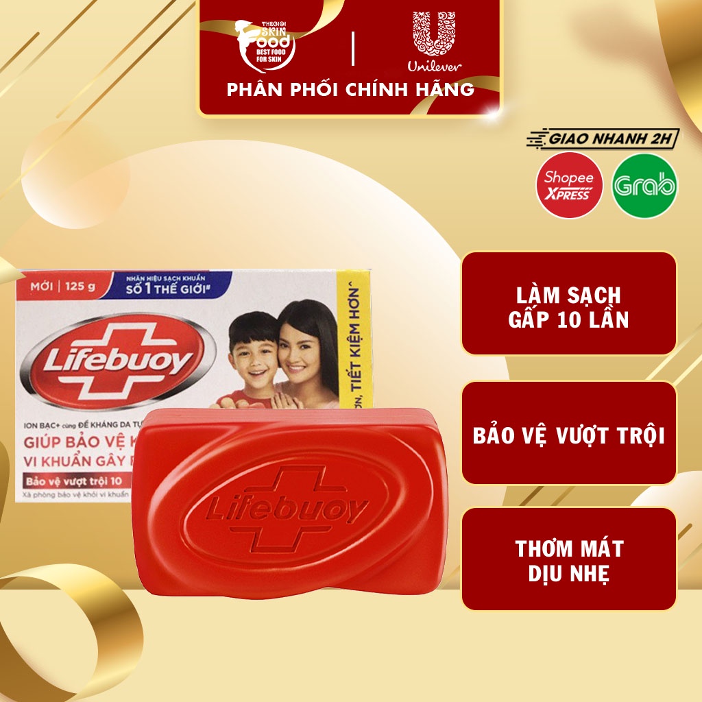 Xà Phòng Lifebuoy Bảo Vệ Khỏi Vi Khuẩn Vượt Trội 10 125g