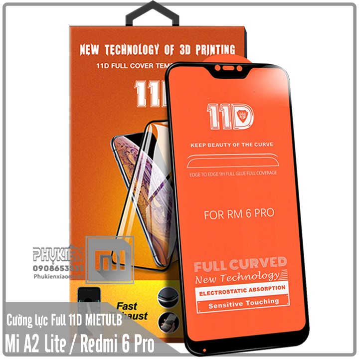 FREESHIP ĐƠN 99K_Kính cường lực 11D Xiaomi Mi A2 Lite / Redmi 6 Pro Full viền Đen MIETUBL