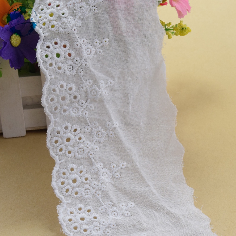 Vải Ren 100% cotton Rộng 7cm Dùng May Đầm mini diy 4115