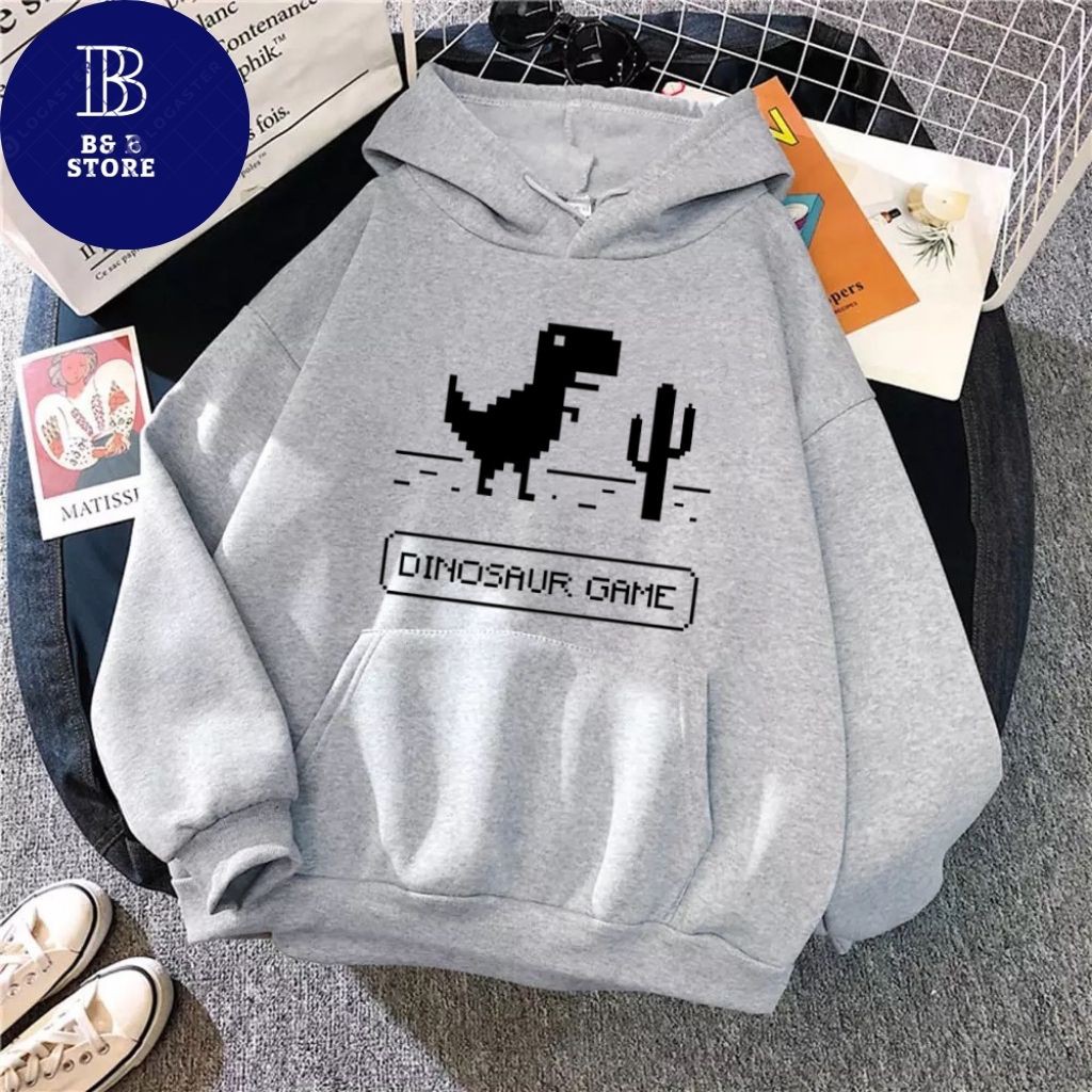 ÁO KHOÁC HOODIE NỈ UNISEX IN DINOSAUR GAME ÁO KHOÁC HOODIE LOCAL BRAND FORM RỘNG NAM NỮ NHIỀU MÀU