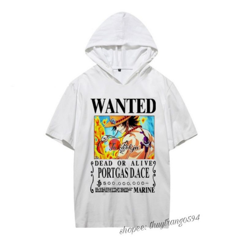 Áo Hoodie Tay Lửng Wanted Truy Nã One Piece, Áo Wanted luffy, Ace, Shanks, Chopper, Nami, Sanji, Zoro