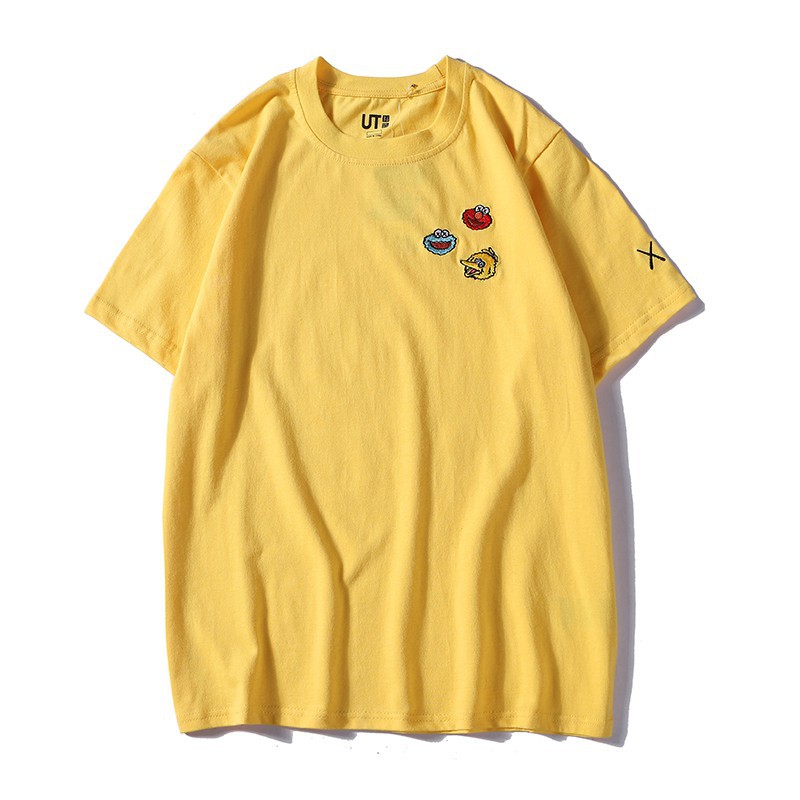 Áo Thun Tay Ngắn In Hình Uniqlo Kaws Sesame Street Dễ Thương Cho Nam Và Nữ