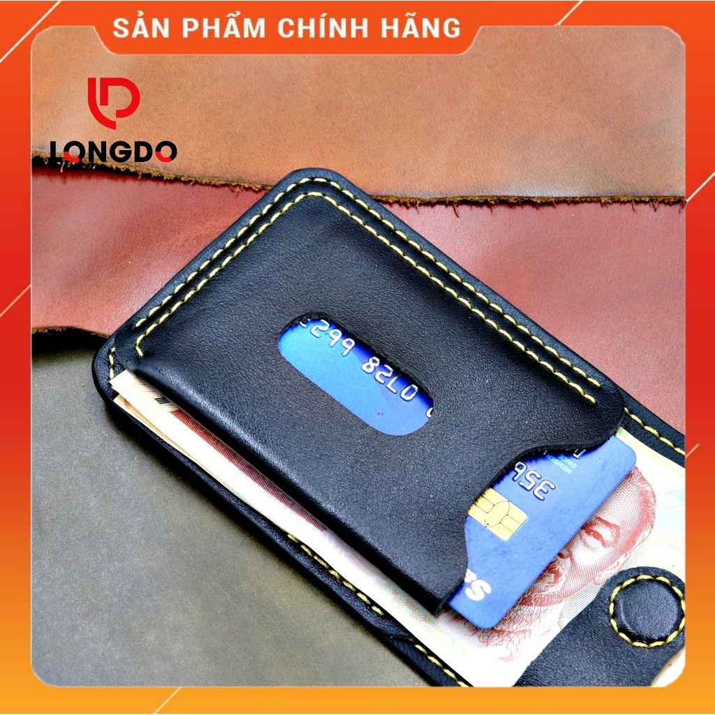 Ví sen 5, ví mini da bò thật - Bảo hành 5 năm - Hàng chính hãng thương hiệu Longdo Leather