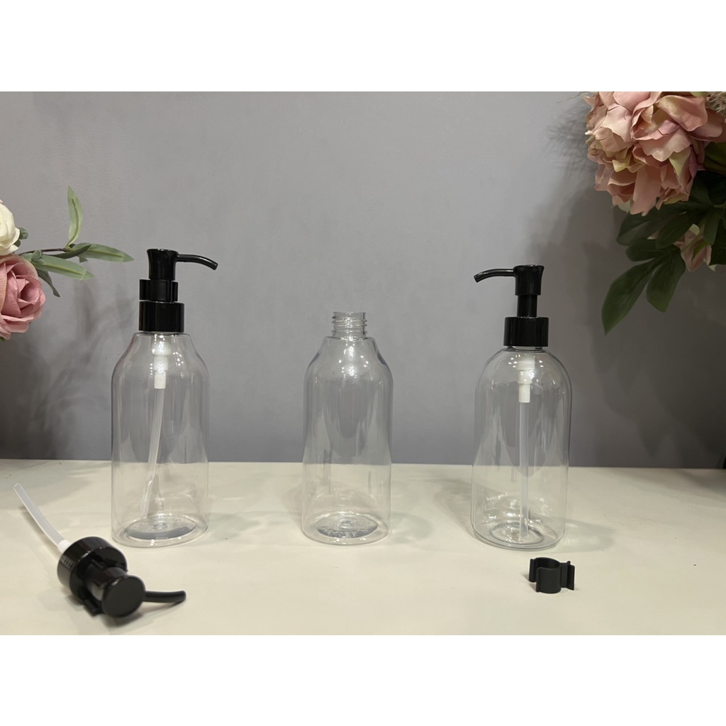 Chai Nhựa Pet 300ml Trong Suốt Vai Bầu, Vai Tròn Chiết Mỹ Phẩm, Nước Rửa Tay, Dung Dịch Dạng Lỏng, Đặc