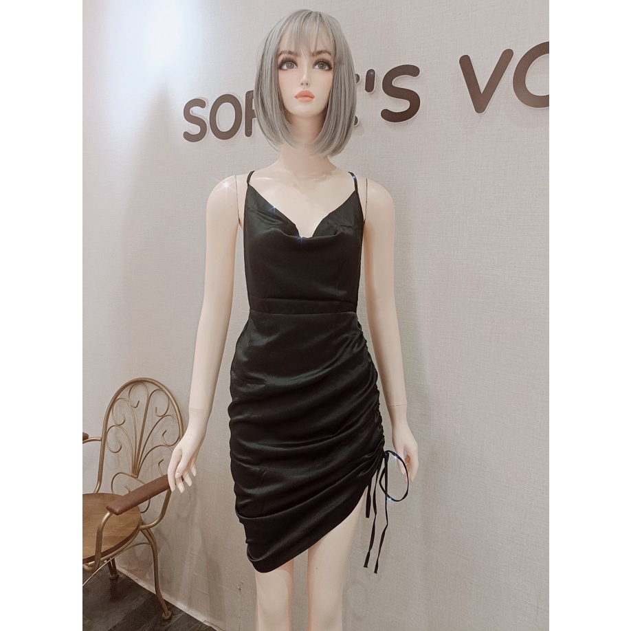 Váy đầm dáng ôm body cổ đổ 2 dây sexy đi tiệc hotgirl sự kiện rút dây đẹp giá rẻ