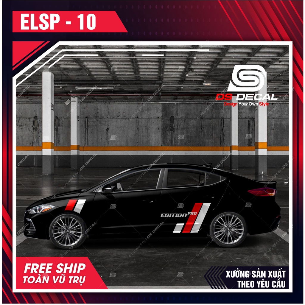 Tem dán xe ô tô Huyndai Elantra - 10, Sticker trang trí xe ô tô, decal dán ô tô PVC chống nước - DSDECAL