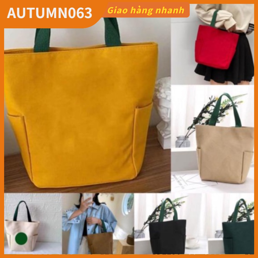 Túi Tote Canvas Đựng Hộp Cơm Trưa Thiết Kế Tinh Tế Thời Trang Mùa Thu063 Cho Nữ