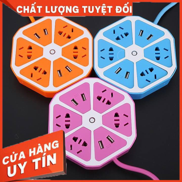 [Xả kho + free ship] Ổ cắm điện lục giác tích hợp 4 cổng USB