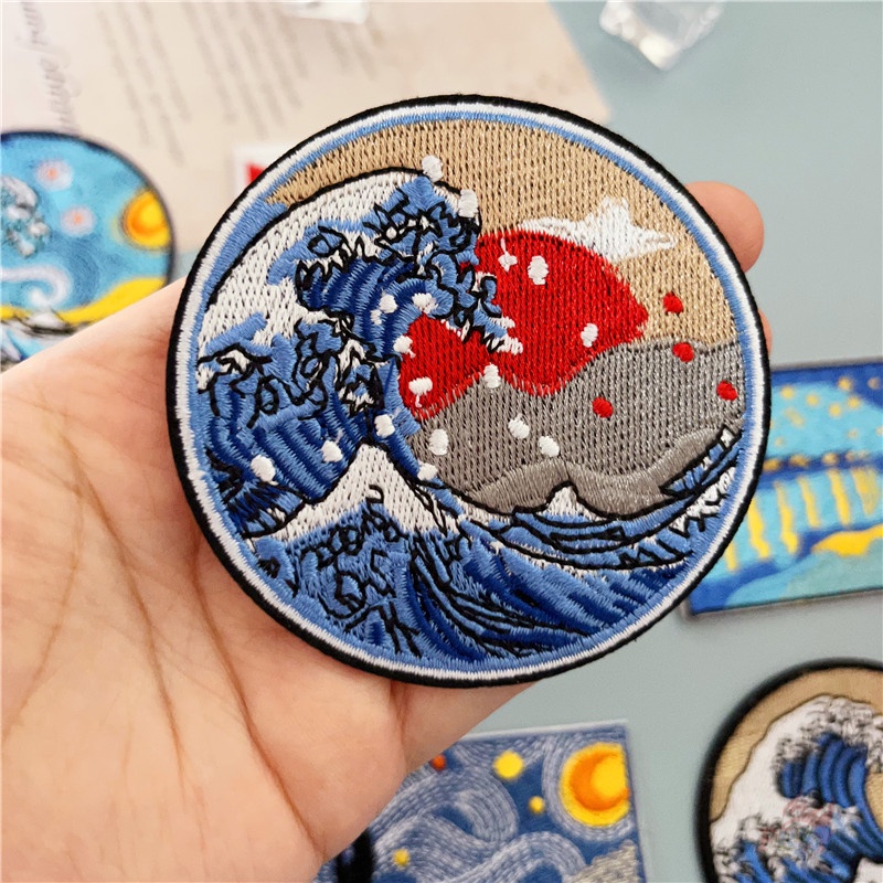☸ Sticker Dán Trang Trí Hình Sóng Biển ☸ 1 Miếng Dán Ủi Quần Áo Hình Chim Hồng Hạc