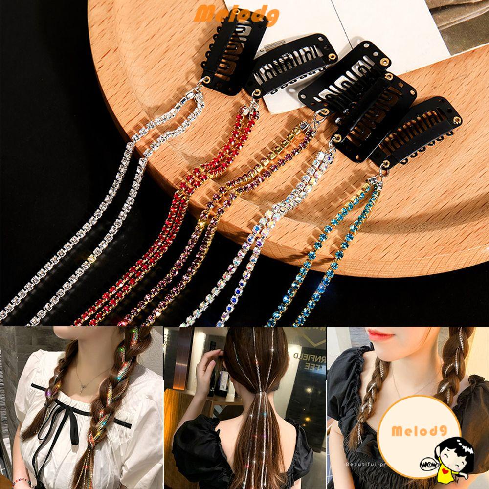 Dây Cột Tóc Bản Lớn Đính Đá Lấp Lánh Nhiều Màu Sắc Thời Trang