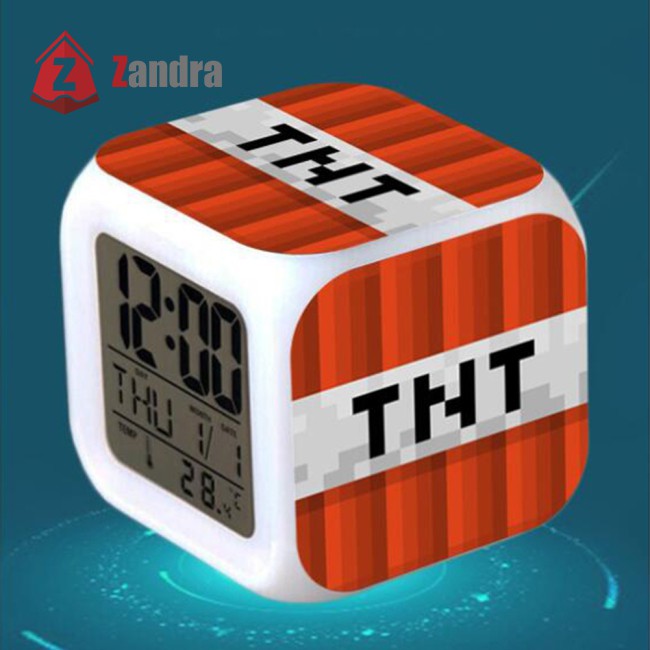 ZD Minecraft Alarm Clock with LED Light Game Action Toy Home Decor