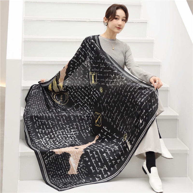 Khăn Choàng Cổ Vuông Vải Lụa In Họa Tiết Thời Trang WJ1014-114 Kích Thước 110x110cm