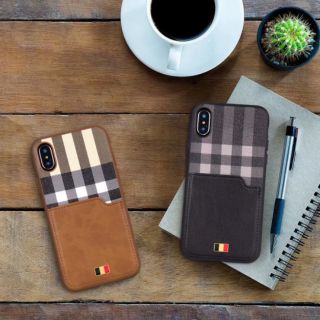 Ốp lưng Iphone X và Xs Max Mentor kẻ sọc ngăn thẻ  cao cấp