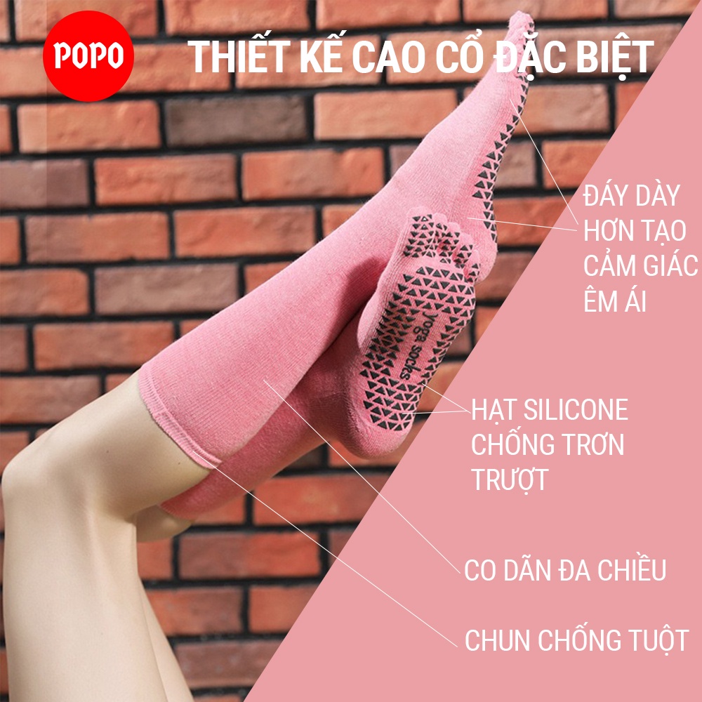 Tất Yoga Chống Trượt POPO Cổ Cao tập thể dục  êm ái, tránh hôi chân, đảm bảo an toàn