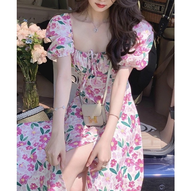 vải thô cotton hoa anh đào sang chảnh may váy áo mát mềm