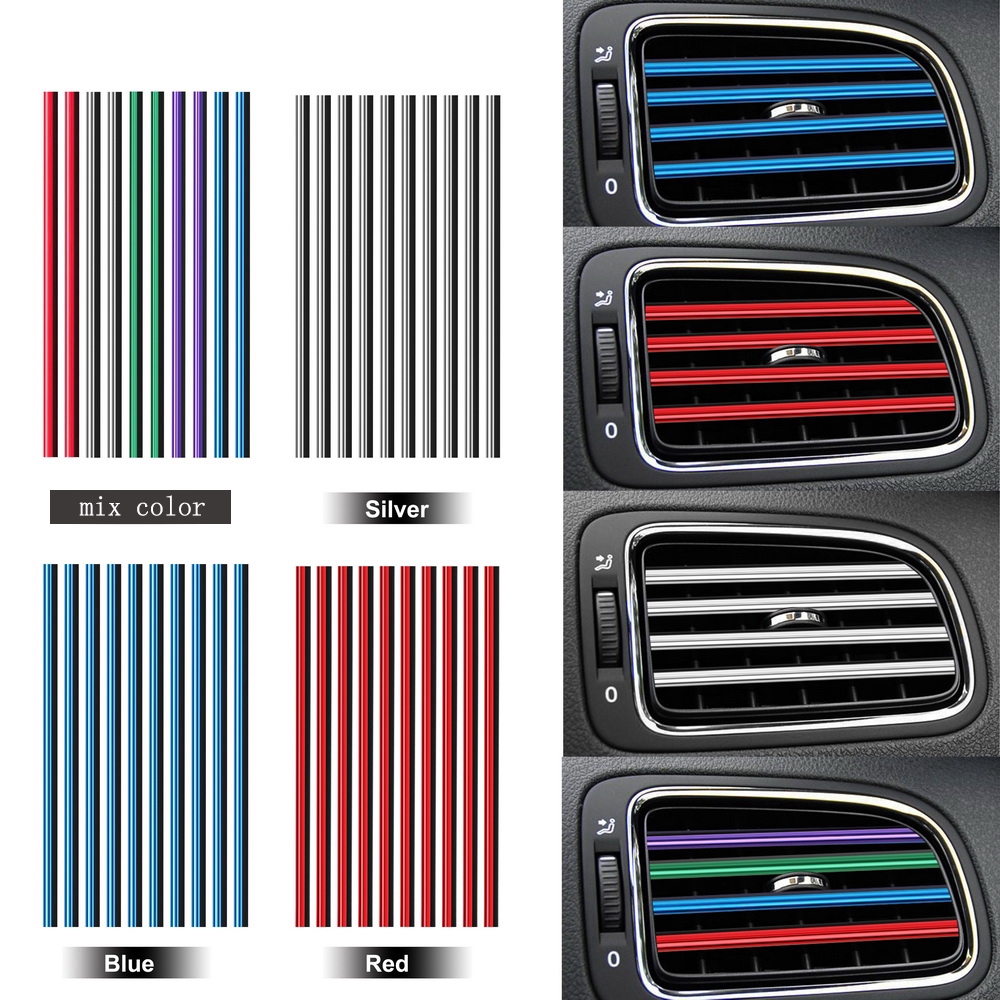 Set 10 Dải Viền Mạ Chrome Hình Chữ U Thông Dụng Trang Trí Lỗ Thông Gió Xe Hơi DIY