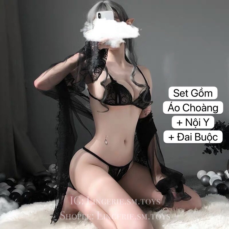 ME1097 Áo Choàng Ren Tua Rua Sexy | Tặng Kèm Nội Y Ren Gợi Cảm ME1097