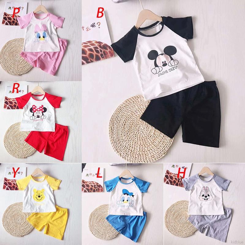 Set áo thun tay ngắn + quần short dễ thương cho bé gái