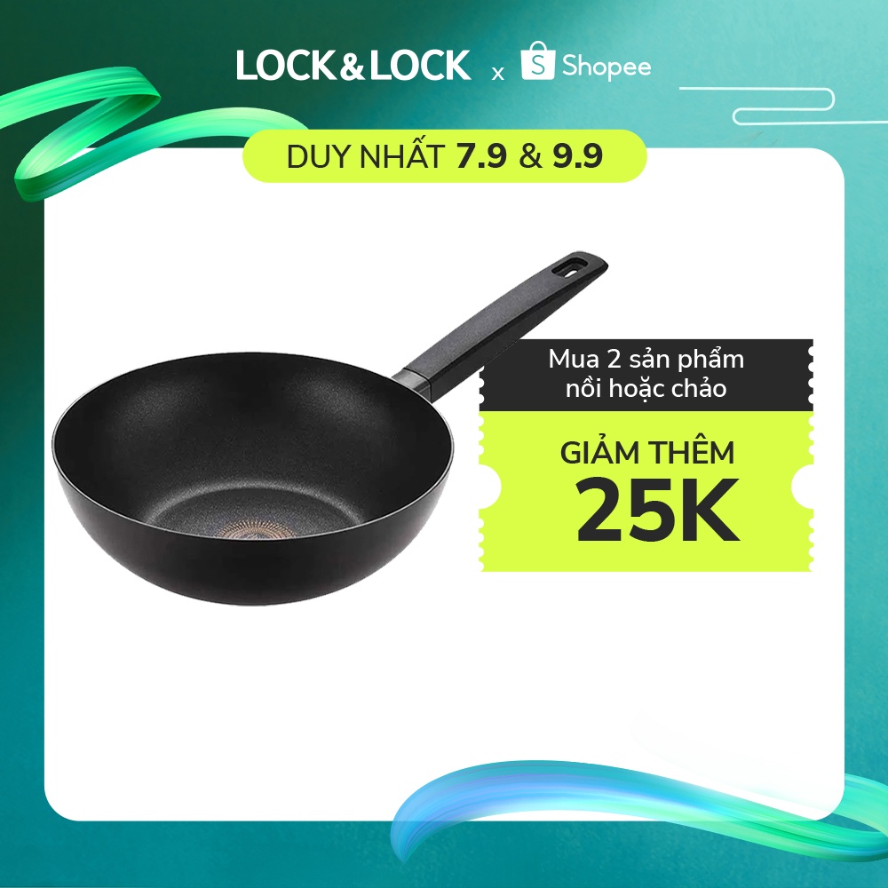 Chảo nhôm sâu lòng chống dính Lock&Lock Hard&Light 26cm Có từ Màu đen LHL5265-IH