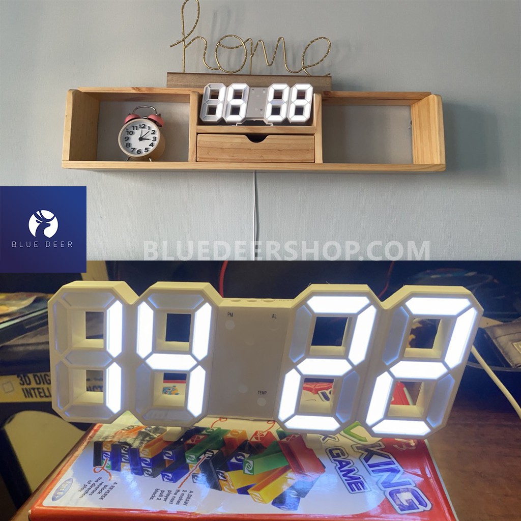 Đồng hồ led để bàn, treo tường led 3D hiện đại phong cách châu âu – BLUE DEER