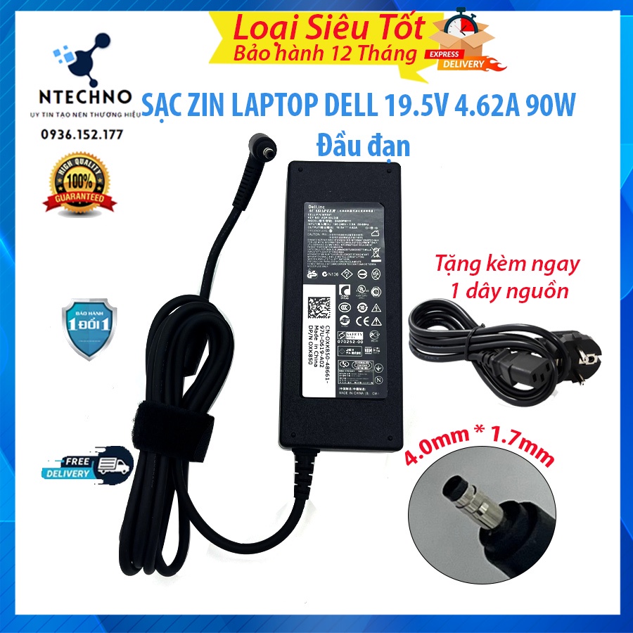 Sạc Zin Laptop Dell 19.5V 4.62A 90W Đầu đạn -  Dùng cho máy tính laptop Dell Vostro 5460 V5460 5470 5480 5560 3468