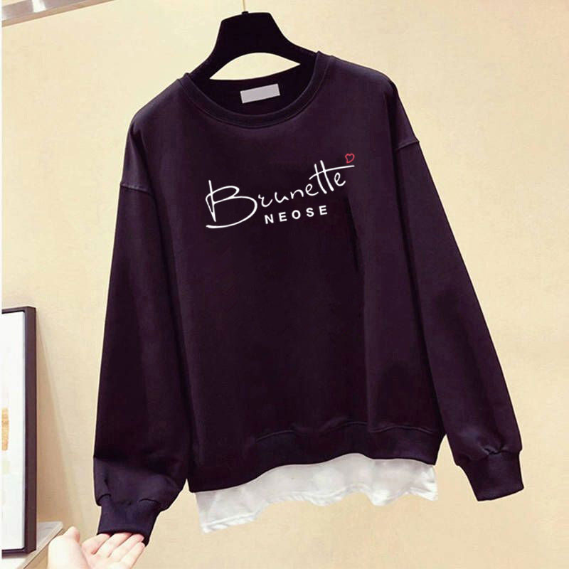 Áo Sweater Cotton Tay Dài Cổ Tròn In Chữ Đơn Giản Thoải Mái Thời Trang Phong Cách Hàn Quốc Cho Nam Và Nữ 4 Màu Tùy Chọn