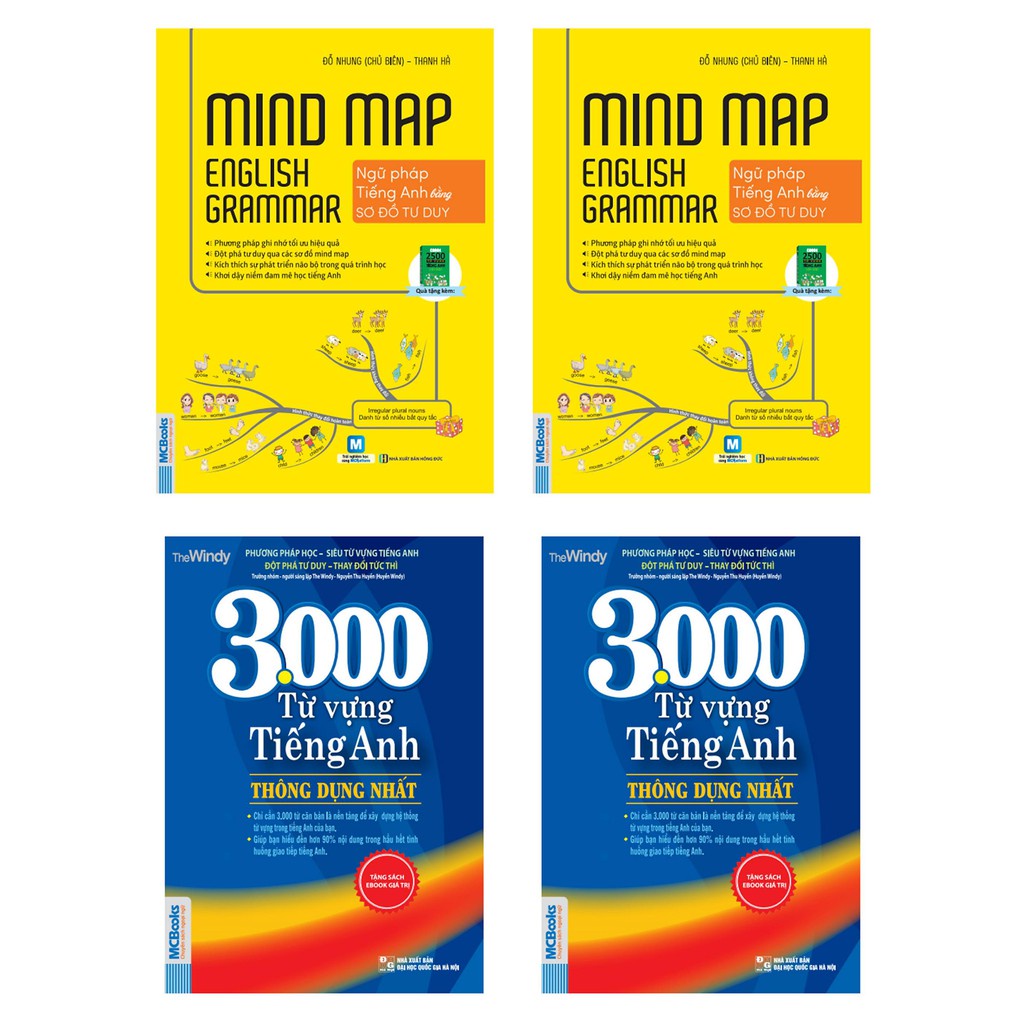 Sách Combo Mindmap English Grammar + 3000 Từ Vựng Tiếng Anh Thông Dụng Nhất