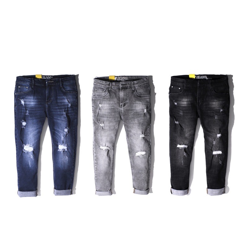 Quần jean nam 3 màu thời trang rách Bigsize < 120kg | BigBuy360 - bigbuy360.vn