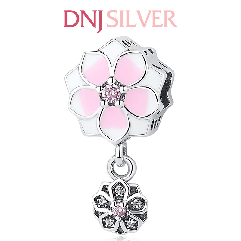 Charm bạc 925 cao cấp, hàng chuẩn bạc - Charm Dangling Pink Magnolia Flower thích hợp để mix vòng tay charm - DN331