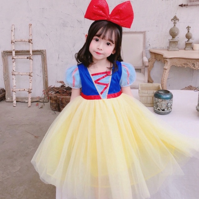 VÁY ĐẦM CÔNG CHÚA BẠCH TUYẾT MẪU MỚI CHO BÉ SNOWWHITE DRESS
