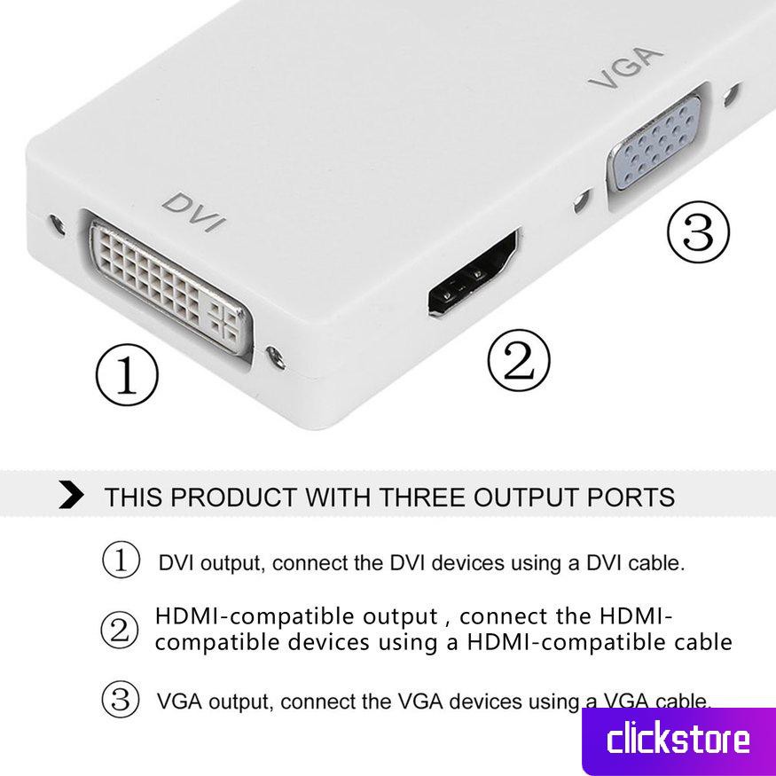 Đầu Chuyển Đổi Mini Dp Sang Dvi Vga Hdmi-Compatible Hdtv 3 Trong 1 Cho Microsoft Clickstore