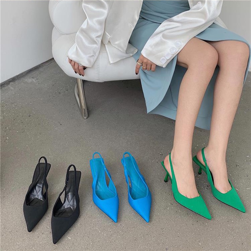 Tikp Giày nữ Giày nữ thời trang Giày cao gót nhọn hở ngón 5 màu Size 35-40