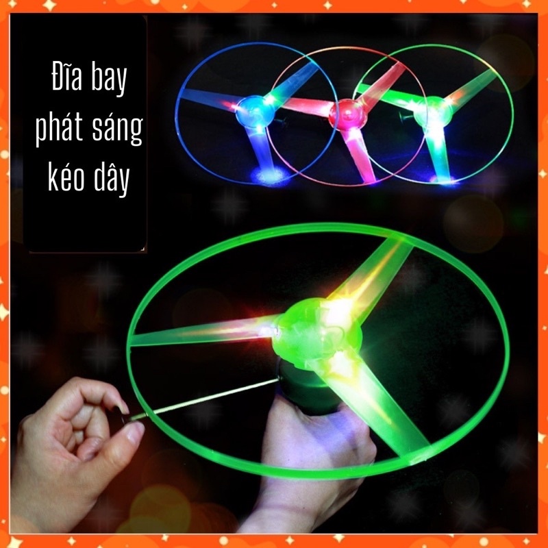 Đĩa bay kéo dây phát sáng, đồ chơi ngoài trời cho bé.