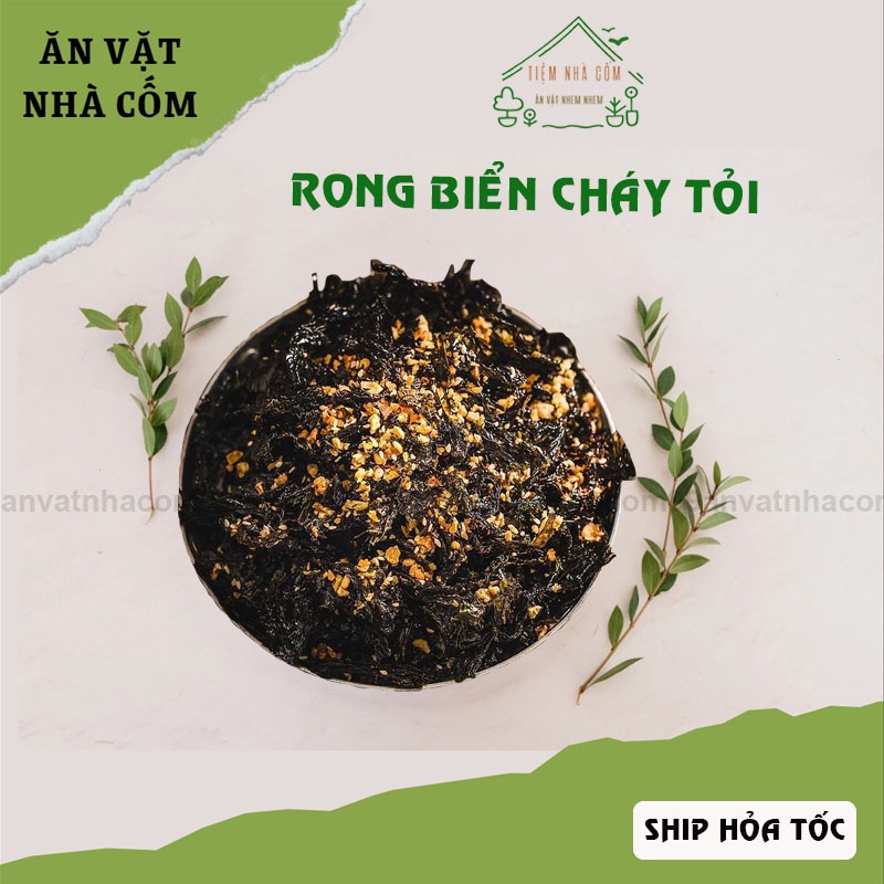 Rong biển cháy tỏi 200g ăn liền vị hấp dẫn, rong biển giòn rụm - Ăn vặt nhà Cốm