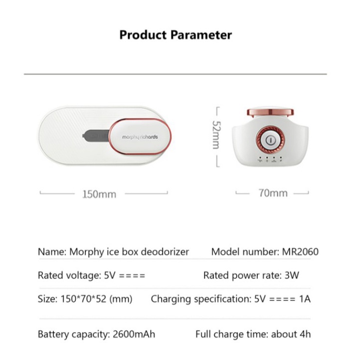 Máy khử mùi, diệt khuẩn, lọc không khí trong tủ lạnh thương hiệu Morphy Richards MR2060 - Hàng Chính Hãng
