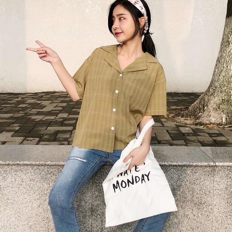 [Baywellfashion]Áo sơ mi kiểu cổ chữ V phối nút thiết kế dáng rộng cho nữ | BigBuy360 - bigbuy360.vn