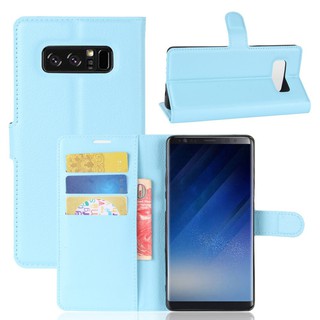 Bao da nắp gập trơn màu đơn giản cho điện thoại Samsung Galaxy Note 8