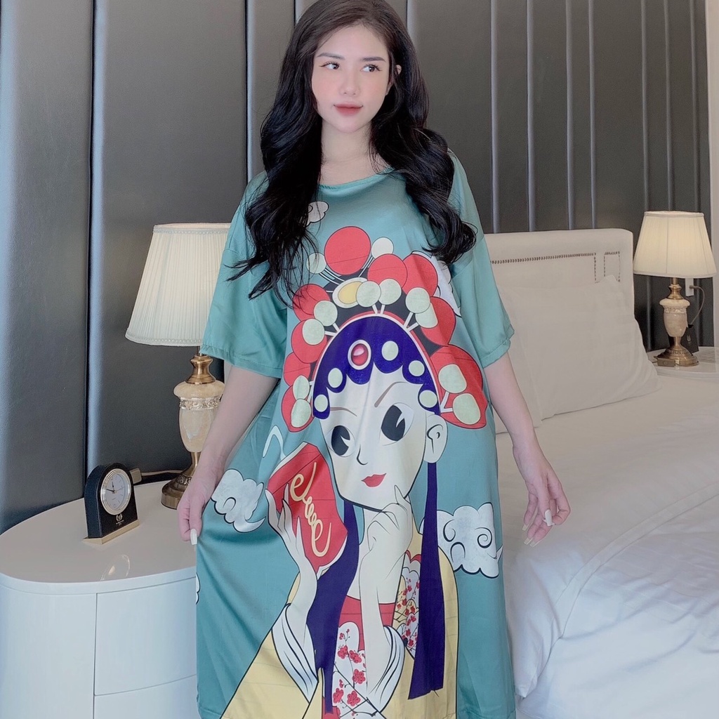 Đầm ngủ nữ váy lụa chất liệu latin mặc nhà dễ thương SAKURA