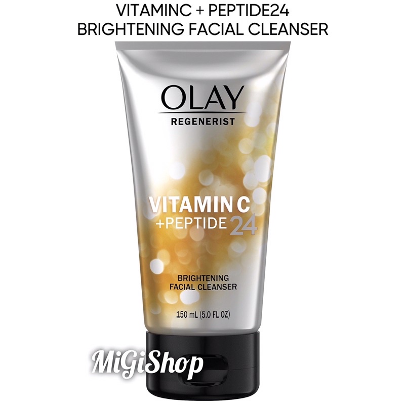 Sữa Rửa Mặt Làm Sáng Da Dạng Kem Olay Vitamin C Peptide 24 Brightening Facial Cleanser 150ml