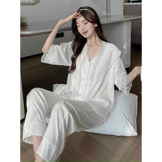 Bộ lụa mặc nhà phối ren cao cấp Quảng Châu