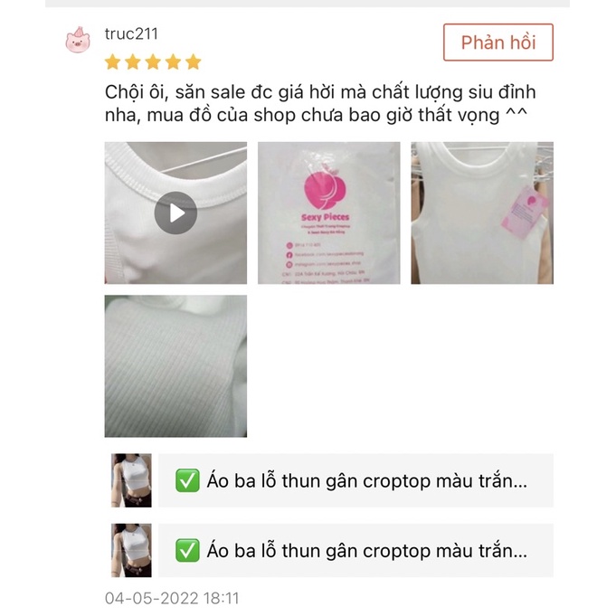 ✅ Áo ba lỗ thun gân croptop màu trắng/ đen/ nâu
