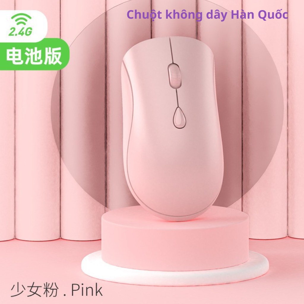 Chuột Không Dây Hàn Quốc Click Êm, Chuột Bluetooth Không Dây 2.4Ghz 2 Trong 1 Chất Lượng Cao